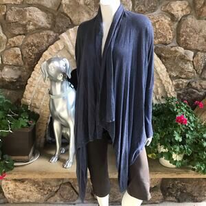 Willow & Clay Asymmetrical Blue Rayon Cardigan Sweater Women's Size Large